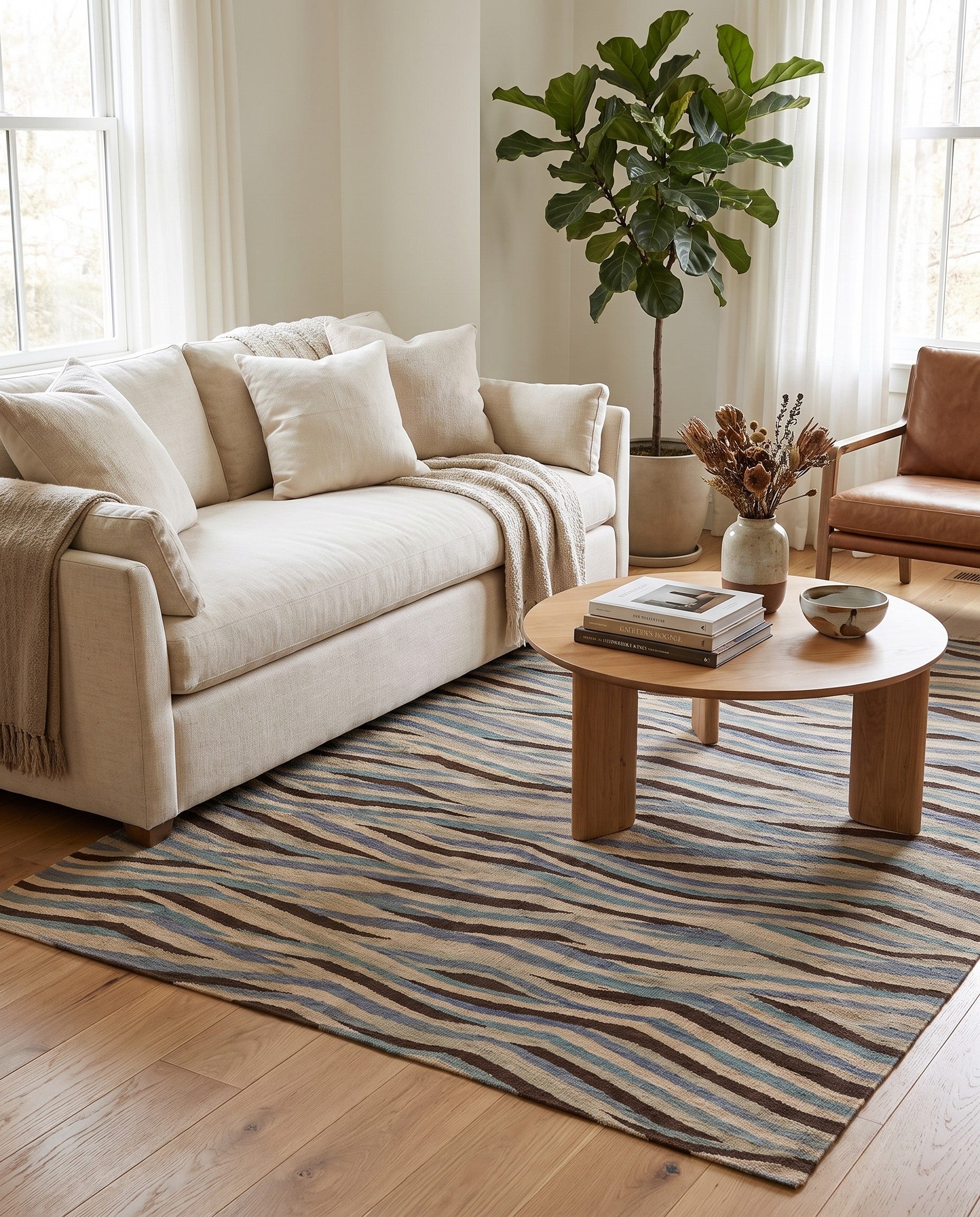 4' 8 x 6' Hand Woven Kilim Modern Wool Rug