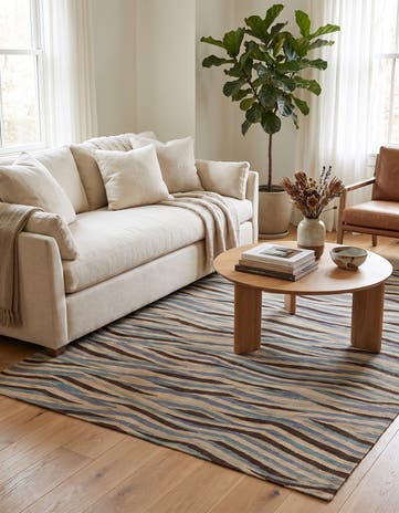 4' 8 x 6' Hand Woven Kilim Modern Wool Rug