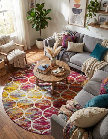 7' 10 x 7' 10 Lattice Frieze Round Rug