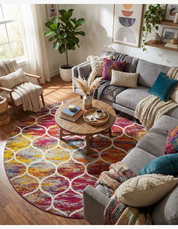 7' 10 x 7' 10 Trellis Frieze Round Rug