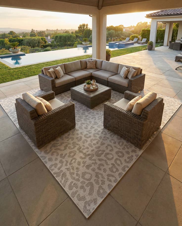 Detail image of 13' x 13' Easy-Clean Safari Indoor / Outdoor Square Rug