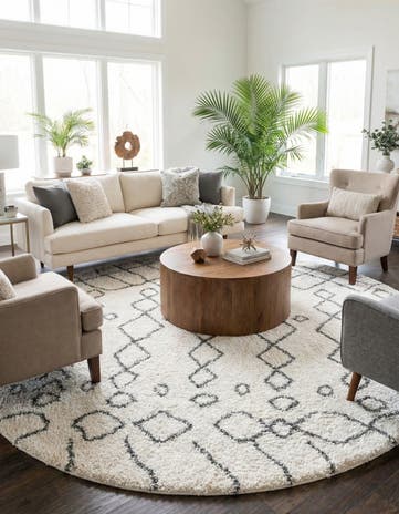 9' 10 x 9' 10 Moroccan Shag Round Rug