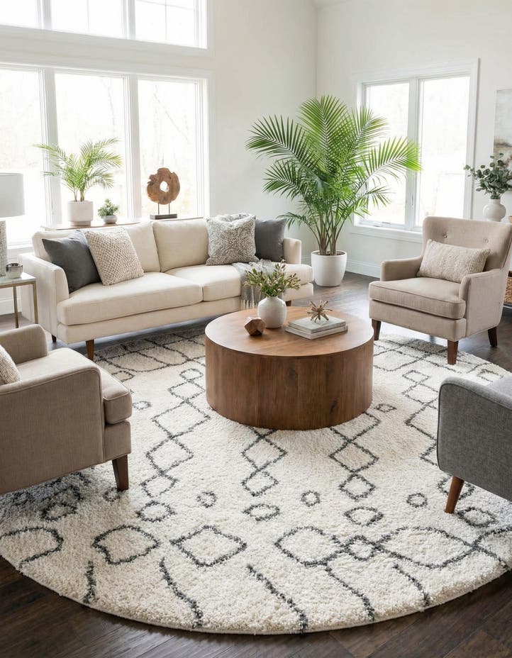 9' 10 x 9' 10 Moroccan Shag Round Rug