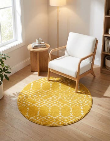Yellow Paxon Trellis Round Rug