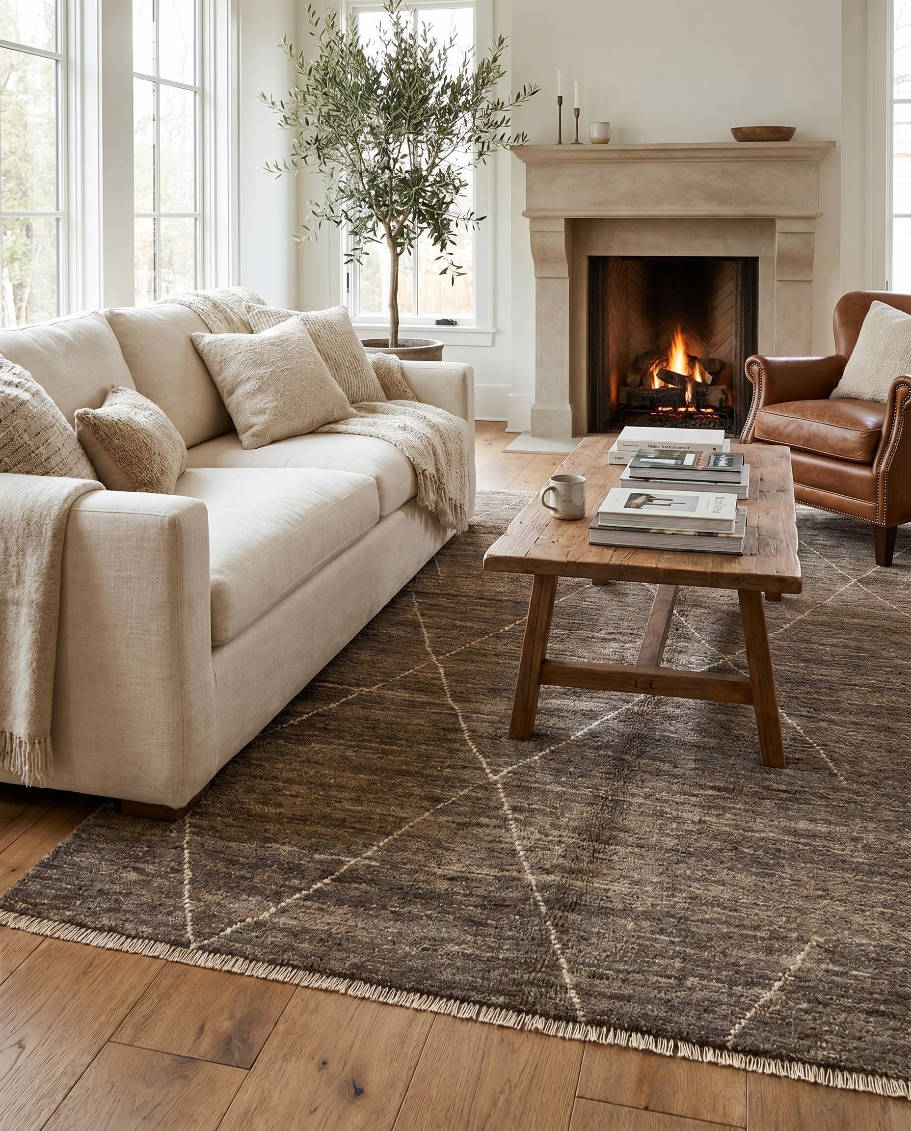4' 7 x 6' 5 Hand Knotted Moroccan Wool Rug