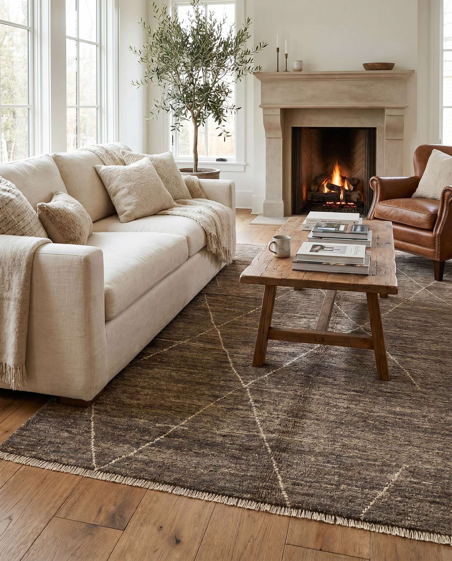 4' 7 x 6' 5 Hand Knotted Moroccan Wool Rug