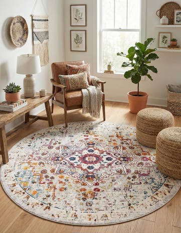 Beige Amulet Round Rug