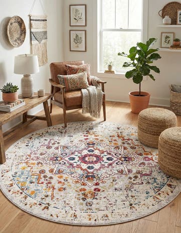 Beige Amulet Round Rug