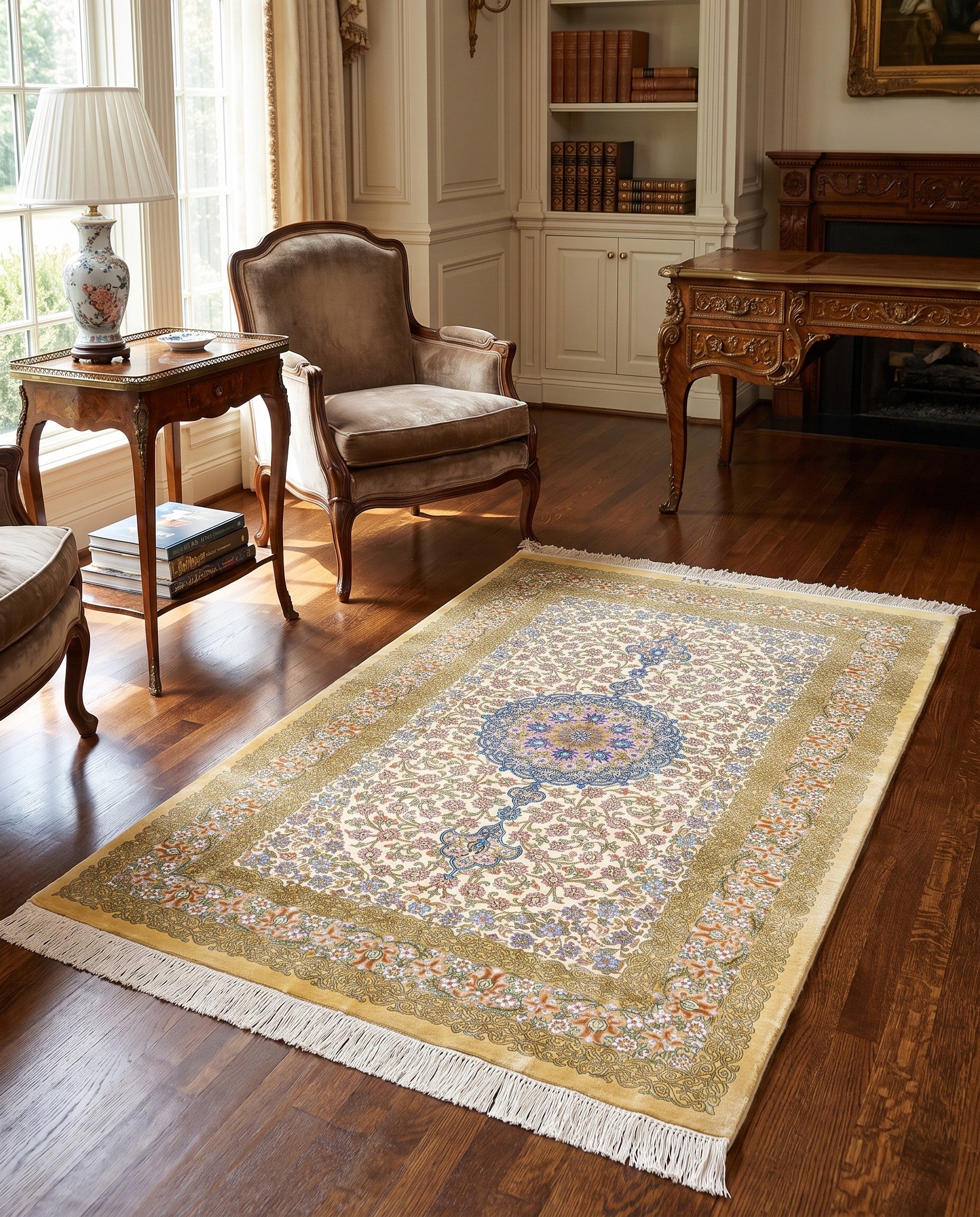 2' 7 x 4' Ghom Silk Rug