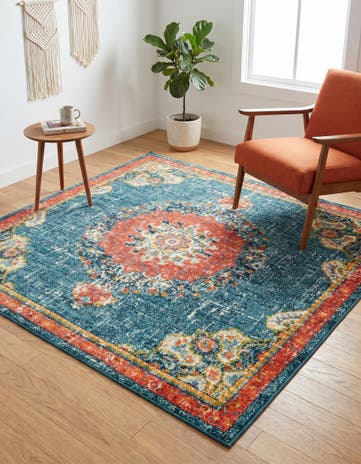 Blue Madeline Square Rug