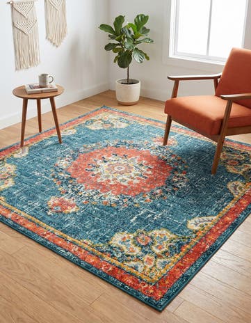 Blue Madeline Square Rug