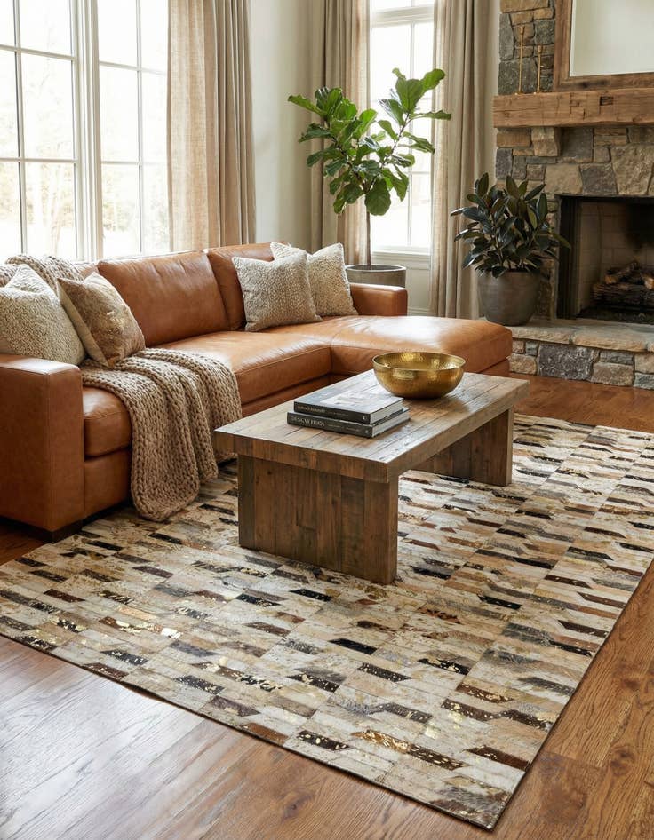 Detail image of 4' 2 x 5' 11 Cowhide - Patchwork Rug