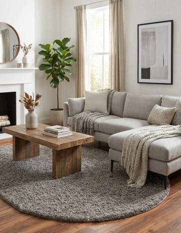 7' 10 x 10' Solid Shag Oval Rug
