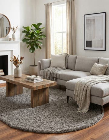 7' 10 x 10' Solid Shag Oval Rug