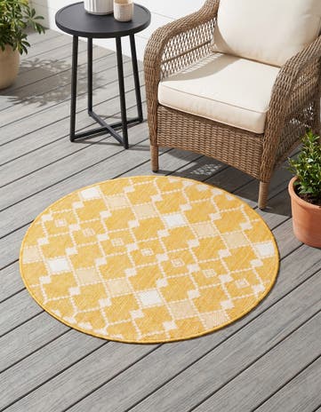 3' x 3' Easy-Clean Lattice Indoor / Outdoor Round Rug