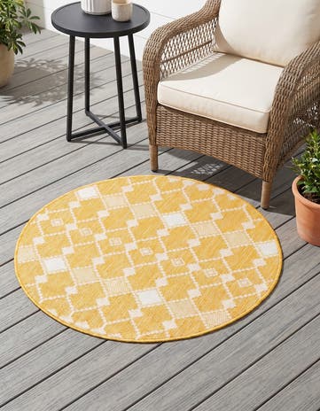 3' x 3' Easy-Clean Lattice Indoor / Outdoor Round Rug