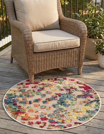 3' x 3' Easy-Clean Casablanca Indoor / Outdoor Round Rug