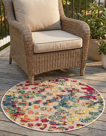 3' x 3' Easy-Clean Casablanca Indoor / Outdoor Round Rug