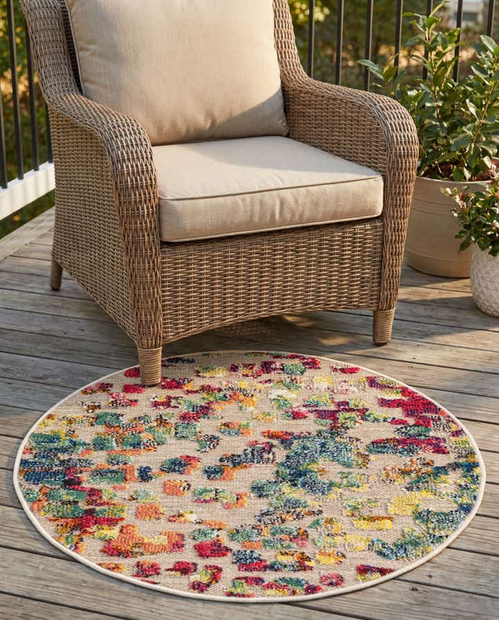 3' x 3' Easy-Clean Casablanca Indoor / Outdoor Round Rug
