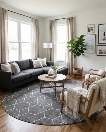  12' x 12' Lattice Frieze Round Rug