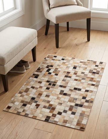 2' x 3' Cowhide Leather Rug