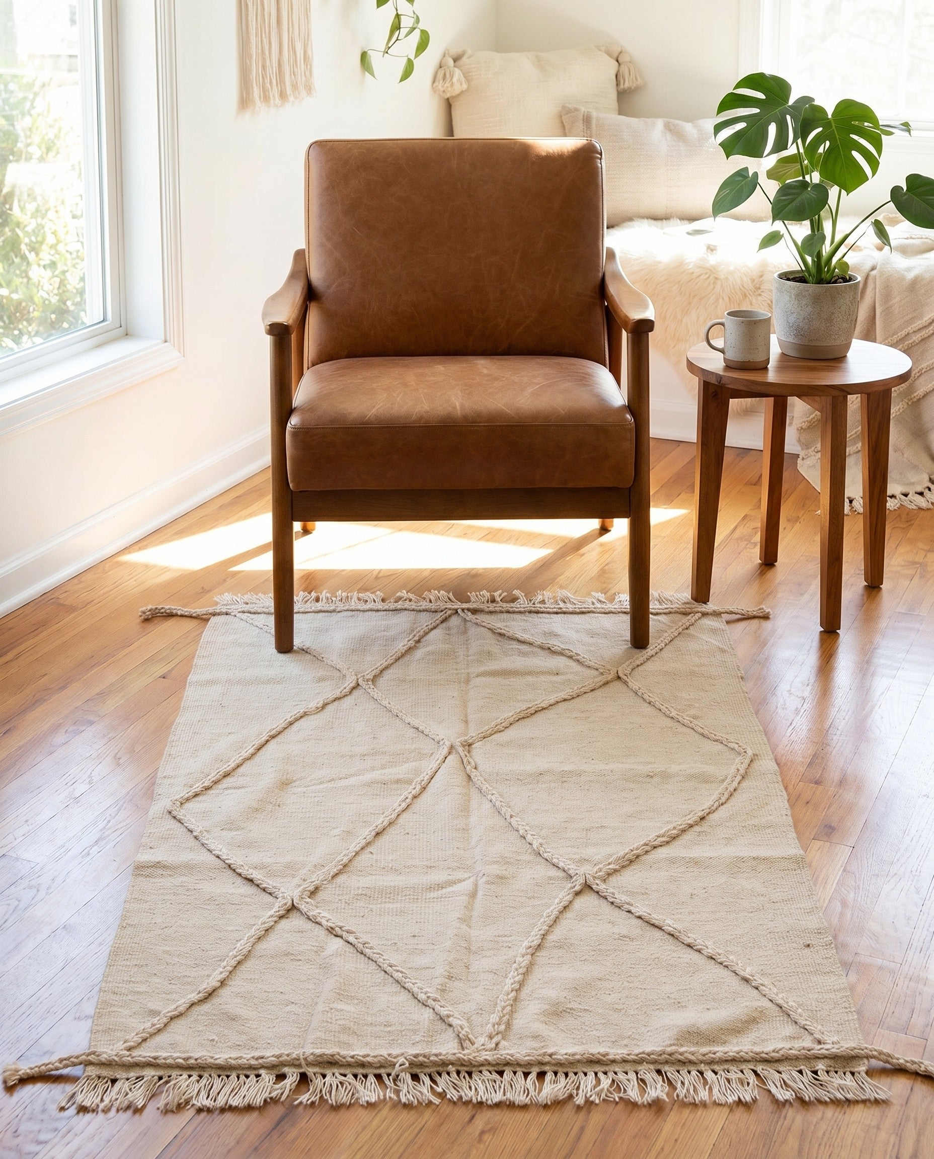 3' 4 x 4' 9 Hand Knotted Moroccan Wool Rug