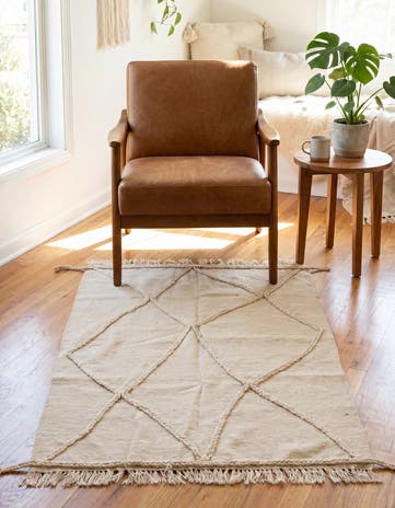 3' 4 x 4' 9 Hand Knotted Moroccan Wool Rug