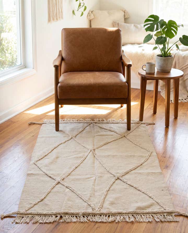 3' 4 x 4' 9 Hand Knotted Moroccan Wool Rug