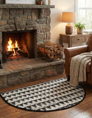 2' 2 x 3' 7 Hand Woven Chindi Jute Hearth Rug