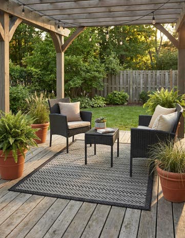 3' 3 x 5' Easy-Clean Border Indoor / Outdoor Rug