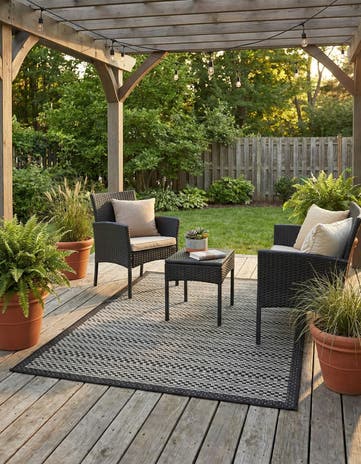 3' 3 x 5' Easy-Clean Border Indoor / Outdoor Rug