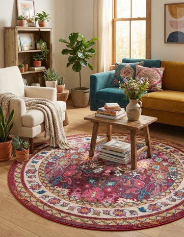 Washable Fleur Round Rug
