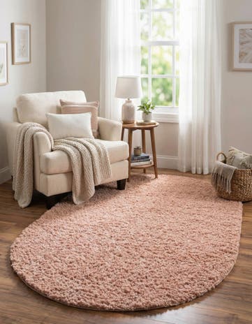 Dusty Rose Zermatt Shag Oval Rug