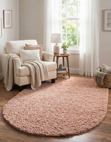 Dusty Rose Zermatt Shag Oval Rug
