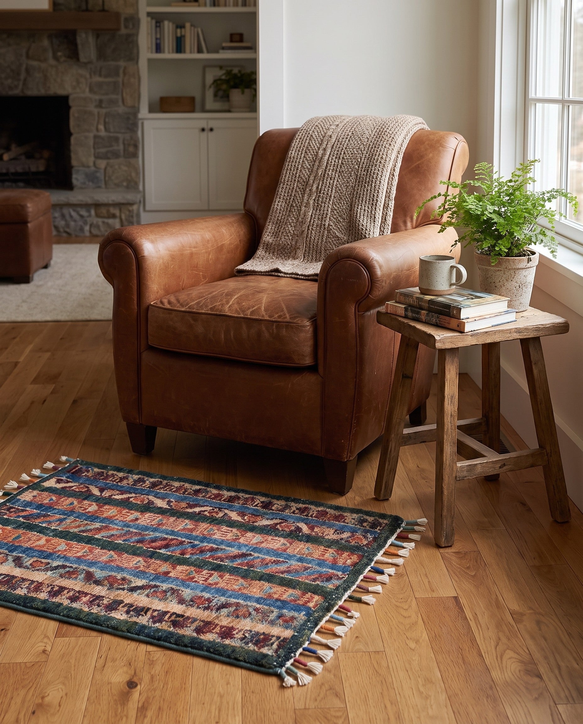 1' 4 x 2' Hand Knotted Ziegler Rug