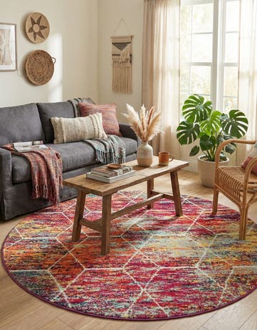 5' 3 x 5' 3 Lattice Frieze Round Rug