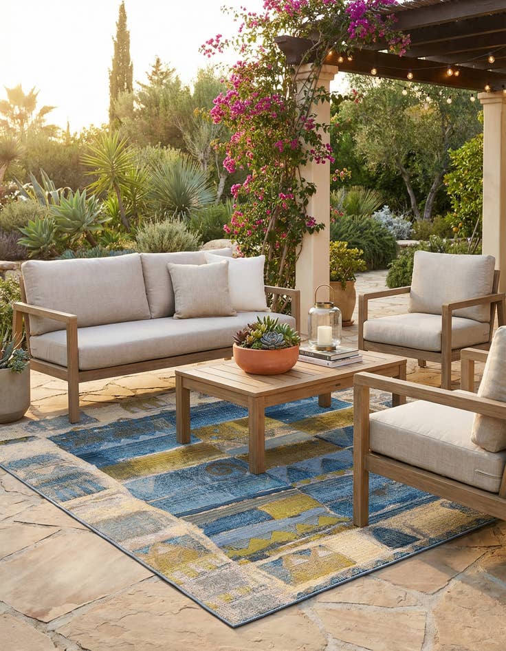 Detail image of 6' x 6' Washable Modern Indoor / Outdoor Square Rug