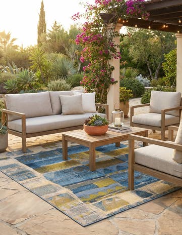 6' x 6' Easy-Clean Modern Indoor / Outdoor Square Rug