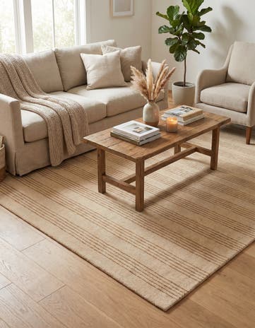 Beige Jill Zarin Striped Wool Rug