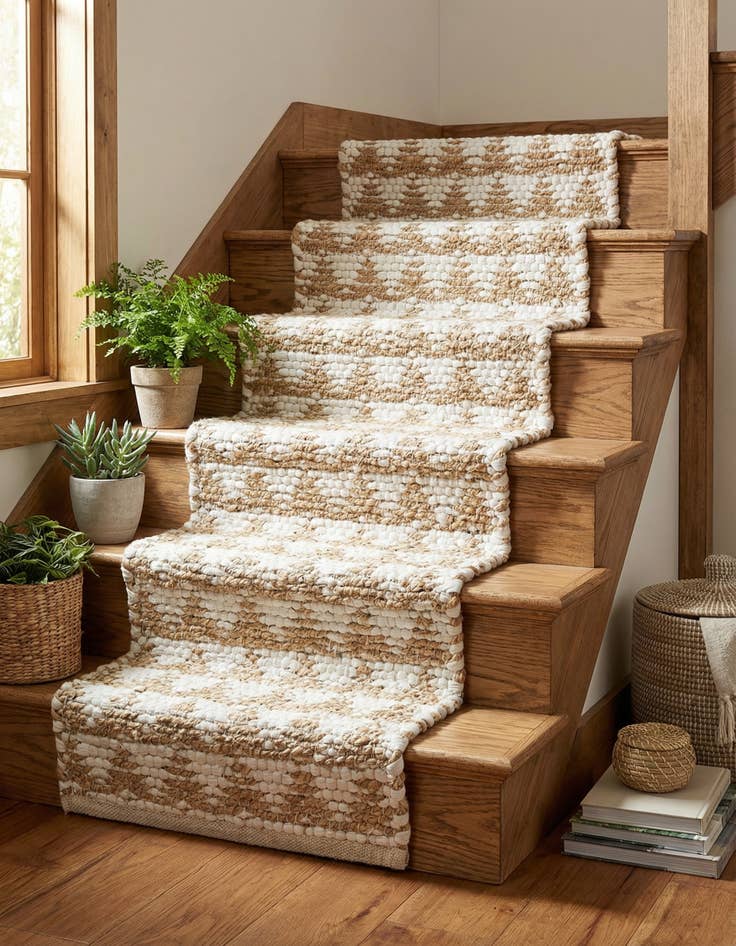 Detail image of 0' 9 x 2' 6  Hand Woven Chindi Jute Stair Rug