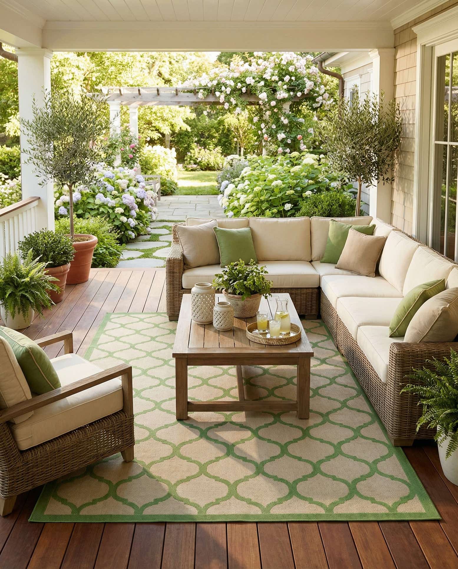 8' x 11' 4 Easy-Clean Trellis Indoor / Outdoor Rug