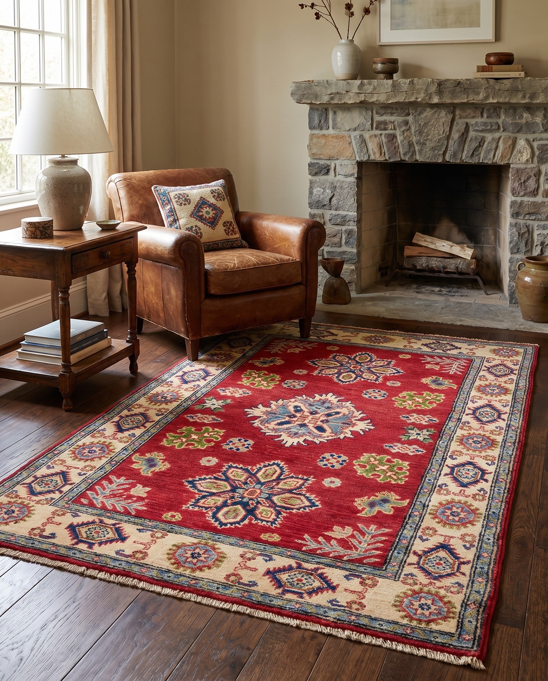 3' 2 x 4' 11 Hand Knotted Kazak Rug