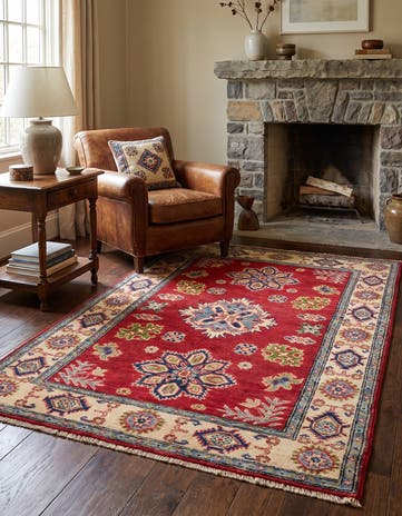 3' 2 x 4' 11 Hand Knotted Kazak Rug