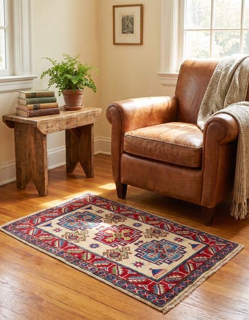 2' x 3' 1 Hand Knotted Kazak Rug