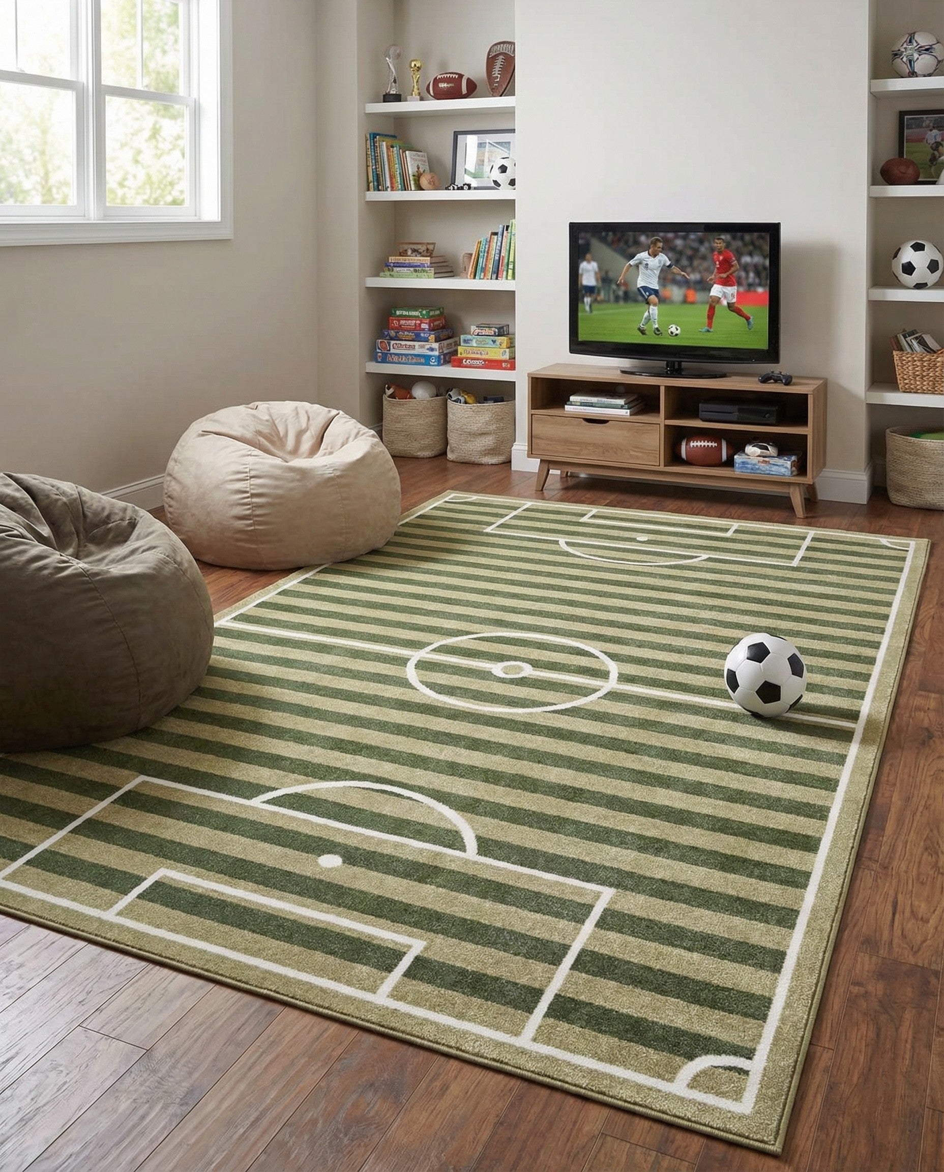 5' 3 x 8' Sports Washable Rug