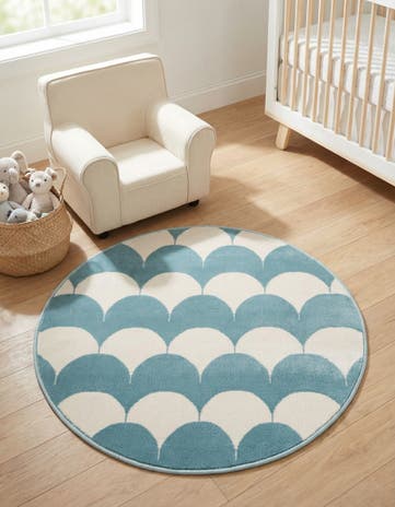 Sky blue Whimsy Kids Round Rug