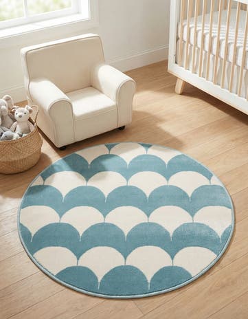 Sky blue Whimsy Kids Round Rug