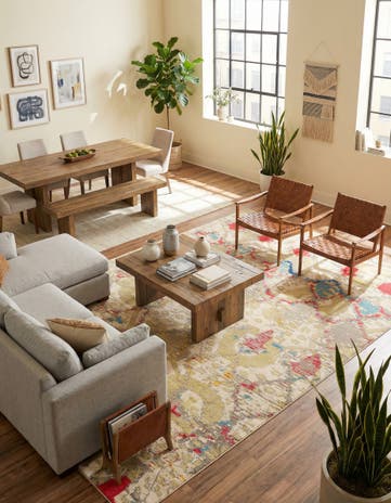 Beige Washable Santa Fe Rug