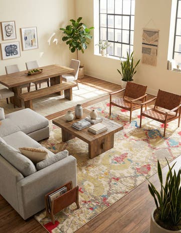 Beige Washable Santa Fe Rug