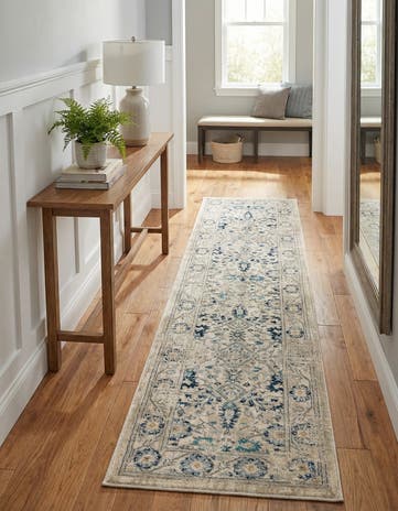 Beige Dahlia Runner Rug